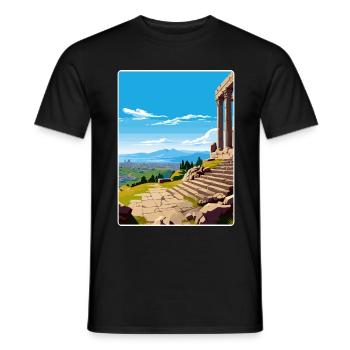Pergame Turquie Ville Voyage Poster Souvenir WPA - T-shirt homme - noir - Devant - AI Model Male 178 light (178cm)