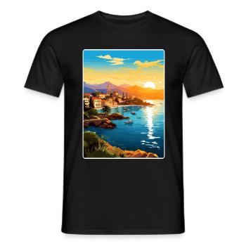 Antalya Turkey Travel Poster Souvenir Painting WPA - Men's T-Shirt - black - Front - AI Model Male 178 light (178cm)