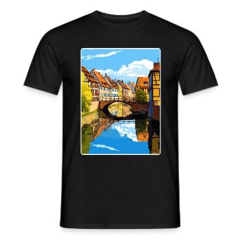 Colmar Frankreich Reise Poster Souvenir Malerei WPA - Männer T-Shirt - Schwarz - Vorne - AI Model Male 178 light (178cm)