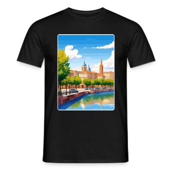 Toulouse Frankreich Reise Poster Souvenir Farbe WPA - Männer T-Shirt - Schwarz - Vorne - AI Model Male 178 light (178cm)