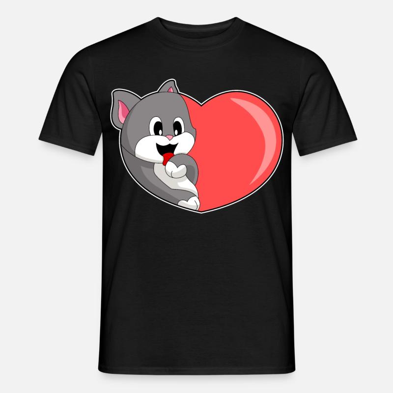 Katze Herz - Männer T-Shirt - Schwarz