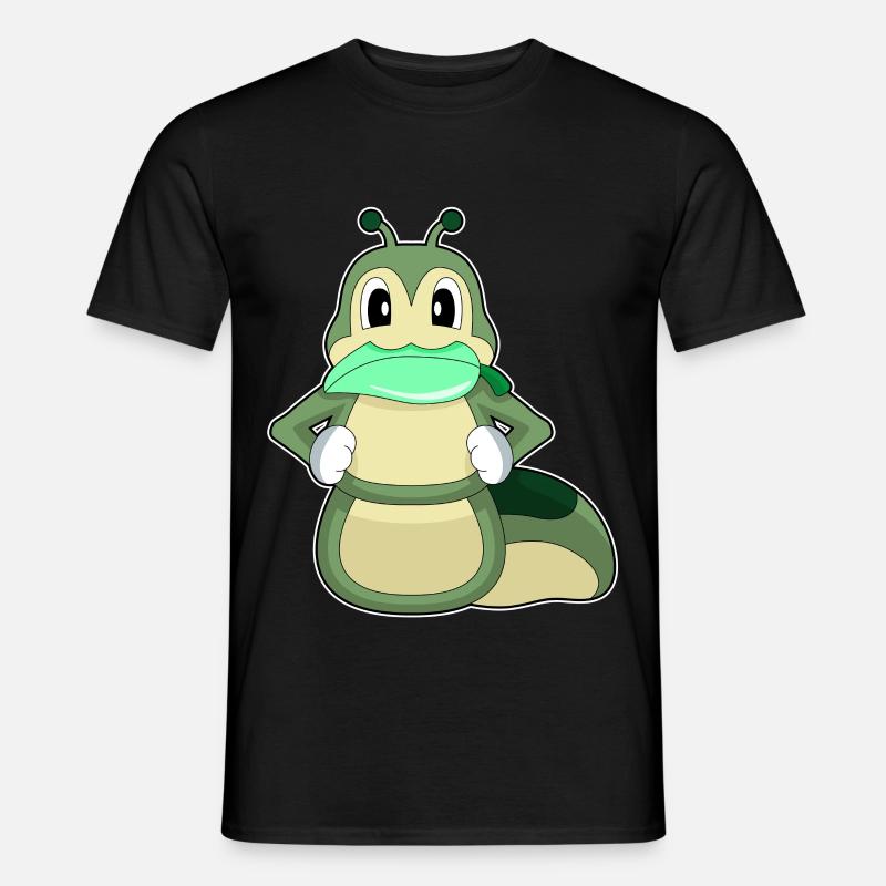 Raupe Blatt - Männer T-Shirt - Schwarz