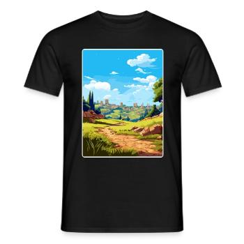 Troie Turquie Voyage Affiche Souvenir Carte Postale Peinture - T-shirt homme - noir - Devant - AI Model Male 178 light (178cm)