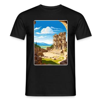 Ephesus Türkei Reise Poster Souvenir Malerei WPA - Männer T-Shirt - Schwarz - Vorne - AI Model Male 178 light (178cm)