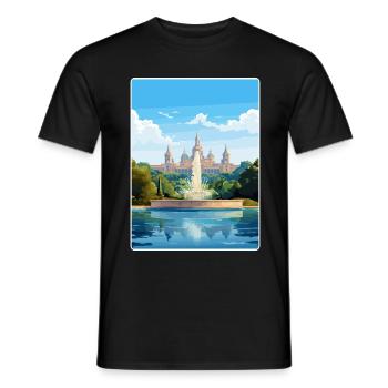 Barcelona Spanien Reise Poster Souvenir Farbe WPA - Männer T-Shirt - Schwarz - Vorne - AI Model Male 178 light (178cm)