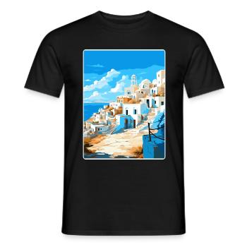 Karpathos Greece Travel Poster Souvenir Paint WPA - Men's T-Shirt - black - Front - AI Model Male 178 light (178cm)