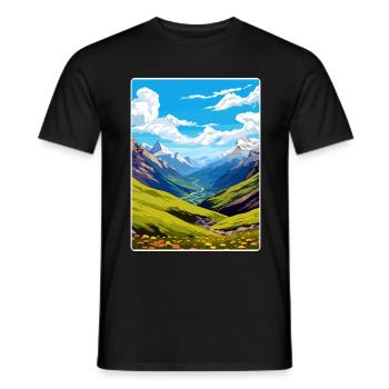 Stilfser Joch Italien Reise Poster Souvenir Malerei WPA - Männer T-Shirt - Schwarz - Vorne - AI Model Male 178 light (178cm)