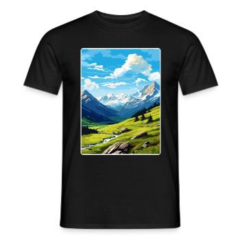 Stilfser Joch Italien Reise Poster Souvenir Malerei WPA - Männer T-Shirt - Schwarz - Vorne - AI Model Male 178 light (178cm)
