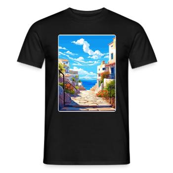Héraklion Grèce Affiche de voyage Peinture Souvenir WPA - T-shirt homme - noir - Devant - AI Model Male 178 light (178cm)