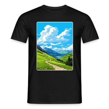 Stilfser Joch Italien Reise Poster Souvenir Malerei WPA - Männer T-Shirt - Schwarz - Vorne - AI Model Male 178 light (178cm)