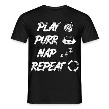 Routine quotidienne du chat - T-shirt homme - noir - Devant - AI Model Male 178 light (178cm)