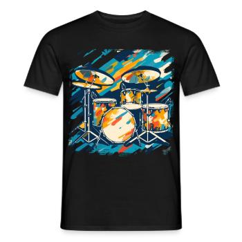 Drum Portrait - Men's T-Shirt - black - Front - AI Model Male 178 light (178cm)