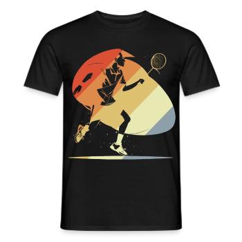 Vintage Badminton - Männer T-Shirt - Schwarz - Vorne - AI Model Male 178 light (178cm)