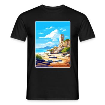 Délos Grèce Affiche de voyage Souvenir Carte Postale Peinture - T-shirt homme - noir - Devant - AI Model Male 178 light (178cm)