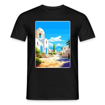 Kos Griechenland Reise Poster Souvenir Postkarte Farbe - Männer T-Shirt - Schwarz - Vorne - AI Model Male 178 light (178cm)