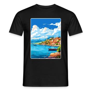Chania Griechenland Reise Poster Souvenir Malerei WPA - Männer T-Shirt - Schwarz - Vorne - AI Model Male 178 light (178cm)