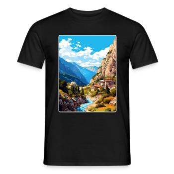 Samaria Schlucht Reise Poster Souvenir Malerei WPA - Männer T-Shirt - Schwarz - Vorne - AI Model Male 178 light (178cm)