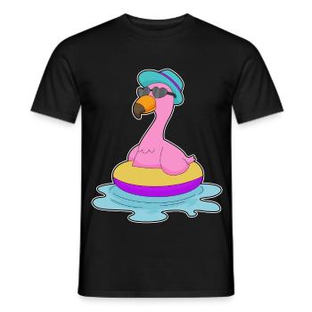Flamingo Schwimmen Schwimmring Sommer - Männer T-Shirt - Schwarz - Vorne - AI Model Male 178 light (178cm)