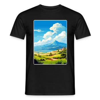 Mont Dirfi Grèce Affiche de voyage Peinture Souvenir WP - T-shirt homme - noir - Devant - AI Model Male 178 light (178cm)