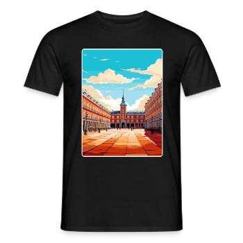 Madrid Espagne Affiche de voyage Souvenir Carte Postale Peinture - T-shirt homme - noir - Devant - AI Model Male 178 light (178cm)