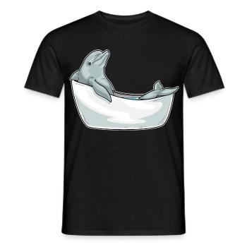 Dolphin Bathing Bathtub - Men's T-Shirt - black - Front - AI Model Male 178 light (178cm)