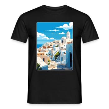 Patmos Grèce Grec Vintage Voyage Poster Souvenir - T-shirt homme - noir - Devant - AI Model Male 178 light (178cm)