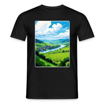 Moselle Valley Germany Travel Poster Souvenir WPA - Men's T-Shirt - black - Front - AI Model Male 178 light (178cm)