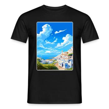 Patmos Grèce Grec Vintage Voyage Poster Souvenir - T-shirt homme - noir - Devant - AI Model Male 178 light (178cm)