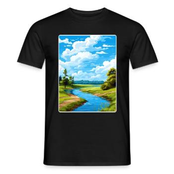 Unteres Odertal Deutschland Reiseposter Souvenir - Männer T-Shirt - Schwarz - Vorne - AI Model Male 178 light (178cm)