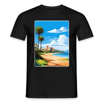 Costa Dorada Espagne Affiche de voyage Peinture Souvenir WP - T-shirt homme - noir - Devant - AI Model Male 178 light (178cm)
