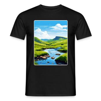 Peak District Vereinigtes Königreich Großbritannien Reiseplakat WPA - Männer T-Shirt - Schwarz - Vorne - AI Model Male 178 light (178cm)