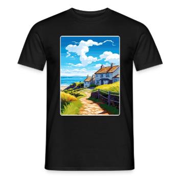 Gorran Haven Angleterre Affiche de voyage Souvenir WPA - T-shirt homme - noir - Devant - AI Model Male 178 light (178cm)