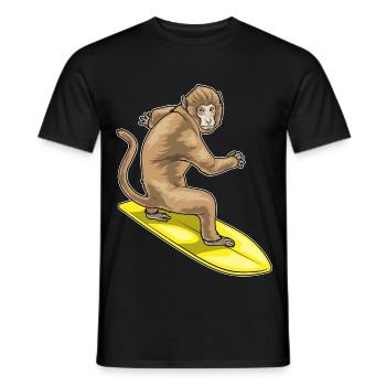 Monkey Surfing Surfboard Summer - Men's T-Shirt - black - Front - AI Model Male 178 light (178cm)