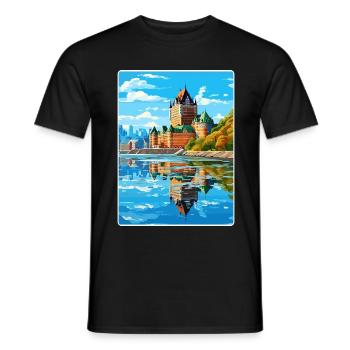 Québec Canada Affiche de voyage Peinture Souvenir WP - T-shirt homme - noir - Devant - AI Model Male 178 light (178cm)
