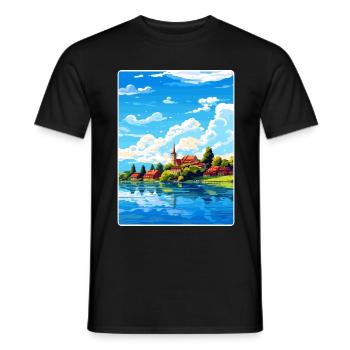 Bodensee Deutschland Europäisches Reiseposter WPA - Männer T-Shirt - Schwarz - Vorne - AI Model Male 178 light (178cm)