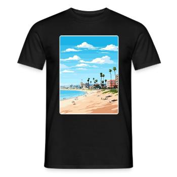 Manhattan Beach Californie Affiche de voyage souvenir - T-shirt homme - noir - Devant - AI Model Male 178 light (178cm)