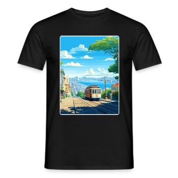 San Francisco Golden Gate California Travel Poster - Men's T-Shirt - black - Front - AI Model Male 178 light (178cm)