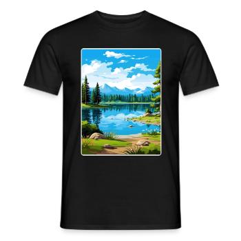 Big Bear Lake California Travel Poster Souvenir - Men's T-Shirt - black - Front - AI Model Male 178 light (178cm)