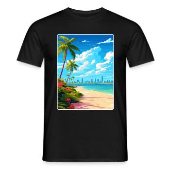 Miami Florida Travel Poster Souvenir Painting WPA - Men's T-Shirt - black - Front - AI Model Male 178 light (178cm)