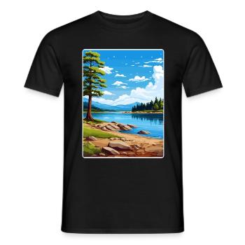 Big Bear Lake California Travel Poster Souvenir - Men's T-Shirt - black - Front - AI Model Male 178 light (178cm)