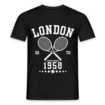 Vintage Tennis Londres Créé en 1958 - T-shirt homme - noir - Devant - AI Model Male 178 light (178cm)