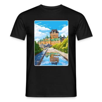 Québec Canada Affiche de voyage Peinture Souvenir WP - T-shirt homme - noir - Devant - AI Model Male 178 light (178cm)