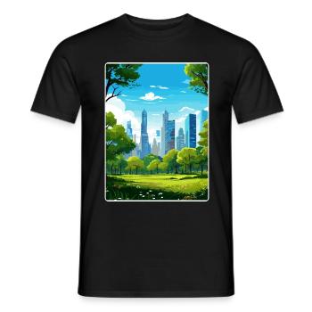 New York State Travel Poster Souvenir Painting WPA - Men's T-Shirt - black - Front - AI Model Male 178 light (178cm)