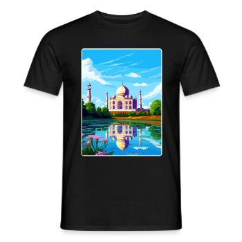 Taj Mahal Agro Indien Reiseposter Souvenir WPA - Männer T-Shirt - Schwarz - Vorne - AI Model Male 178 light (178cm)