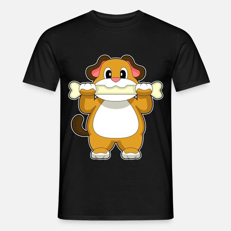 Hund Knochen - Männer T-Shirt - Schwarz