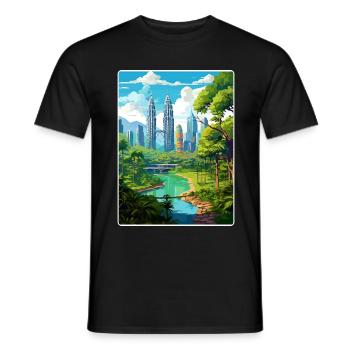 Kuala Lumpur Malaysia Reiseposter Souvenir WPA - Männer T-Shirt - Schwarz - Vorne - AI Model Male 178 light (178cm)