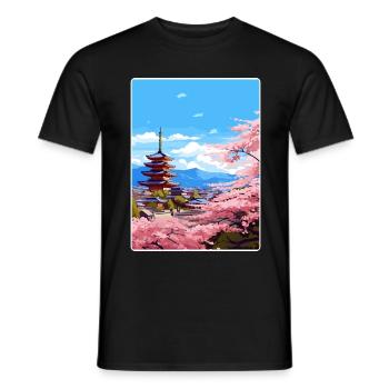 Kyoto Japan Reise Poster Souvenir Postkarte Farbe - Männer T-Shirt - Schwarz - Vorne - AI Model Male 178 light (178cm)