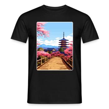 Kyoto Japan Reise Poster Souvenir Postkarte Farbe - Männer T-Shirt - Schwarz - Vorne - AI Model Male 178 light (178cm)