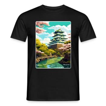 Osaka Japan Reise Poster Souvenir Postkarte Farbe - Männer T-Shirt - Schwarz - Vorne - AI Model Male 178 light (178cm)
