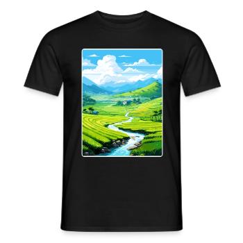 Vietnam Reise Poster Souvenir Postkarte Malerei - Männer T-Shirt - Schwarz - Vorne - AI Model Male 178 light (178cm)